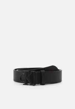 Calvin Klein Jeans ROUND MONO PLAQUE BELT - Gürtel - Black