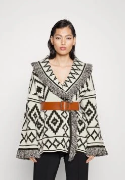 Elisabetta Franchi WOMENS WITH BELT - Strickjacke - Burro/nero