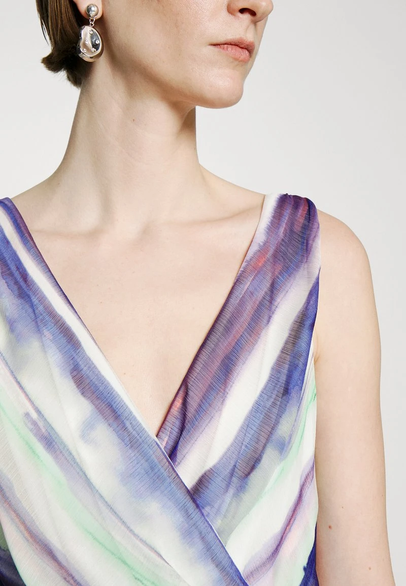 DKNY DOUBLE V FAUX WRAP WITH BELT - Cocktailkleid/festliches Kleid - Painted Skies/ivory/sunkist Coral Multi – Bild 6