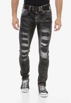 Cipo & Baxx JEANS STRAIGHT LEG WITH BELT - Jeans Straight Leg - Schwarz