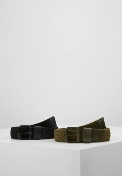 URBAN CLASSICS ELASTIC BELT 2 PACK - Flechtgürtel - Black/olive