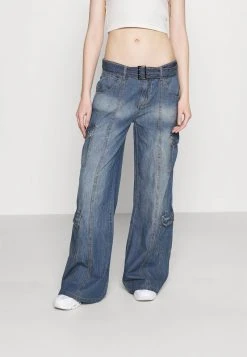 Jaded London SKATER CARGO WITH BELT - Jeans Relaxed Fit - Blue