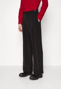 SLINK FINISH BELT - Stoffhose - Black