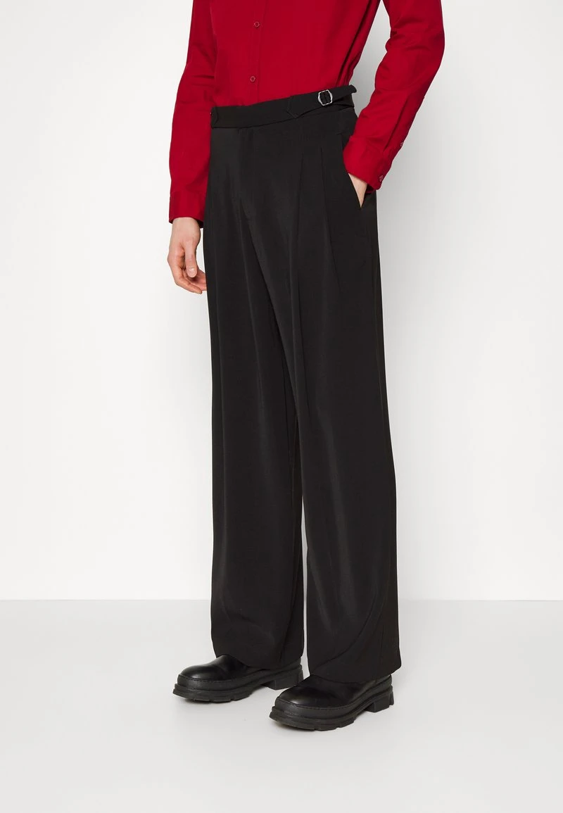 SLINK FINISH BELT - Stoffhose - Black