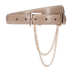 Leather Belt (H) 95 X (B) 2,4 Cm In Beige