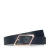 Leather Belt (H) 95 X (B) 2,7 Cm In Dark Blue