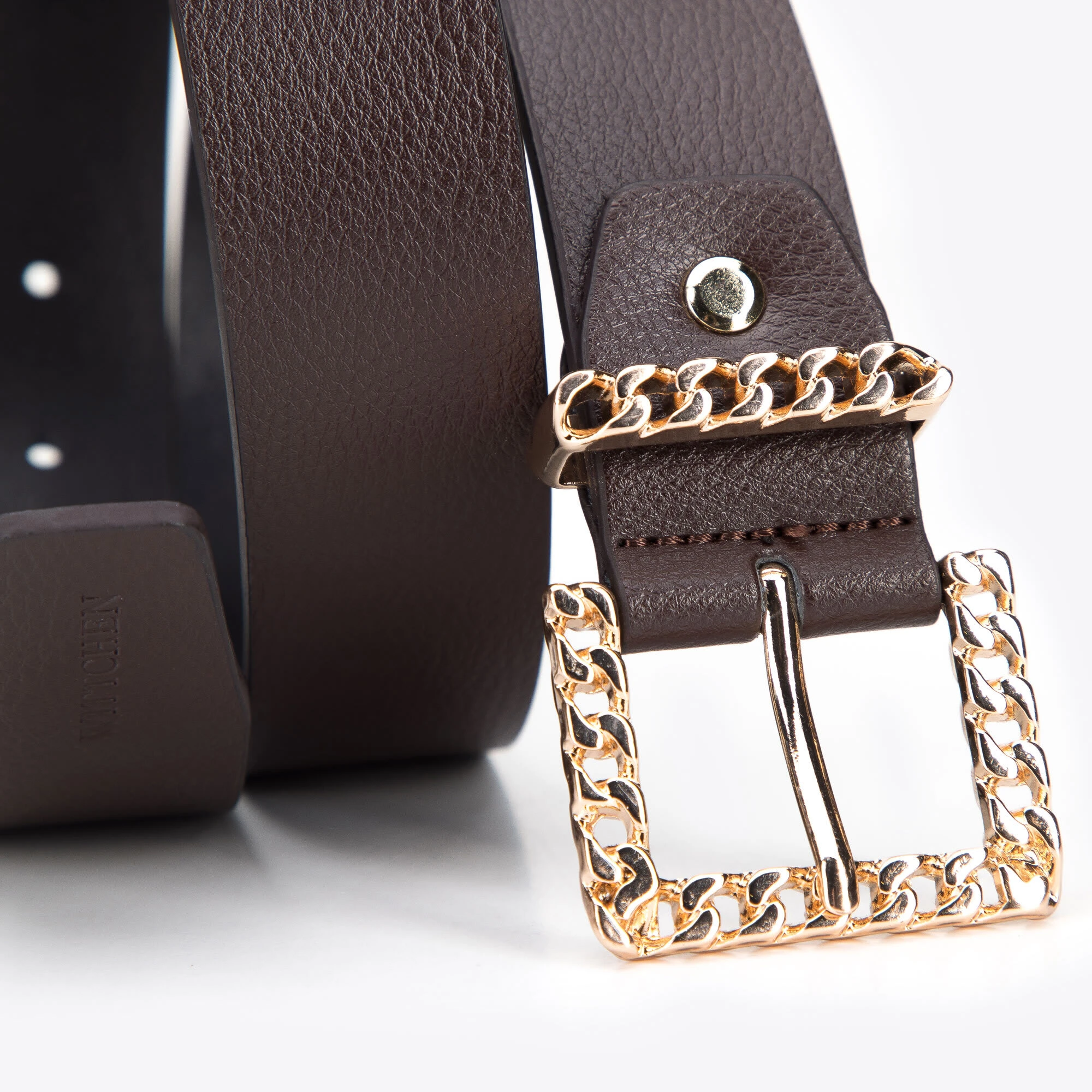 Leather Belt (H) 95 X (B) 3,2 Cm In Brown – Bild 3